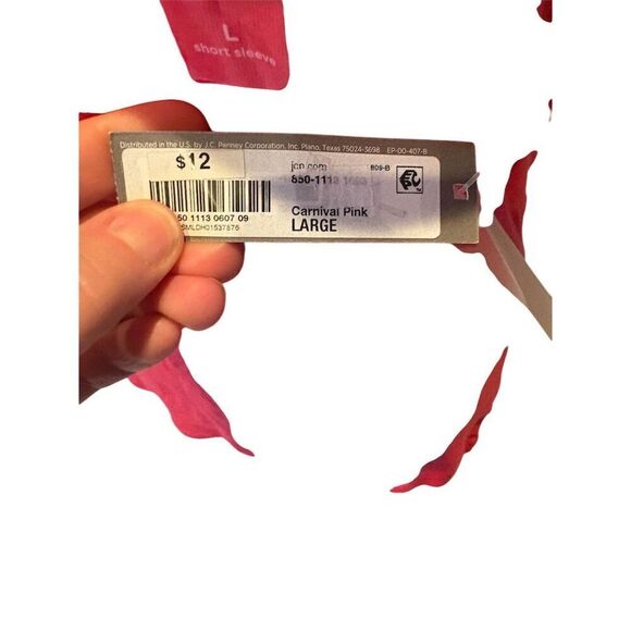 JC Penney Women's V-Neck Short Sleeve T-Shirt Pink Size L Casual - Picture 3 of 7